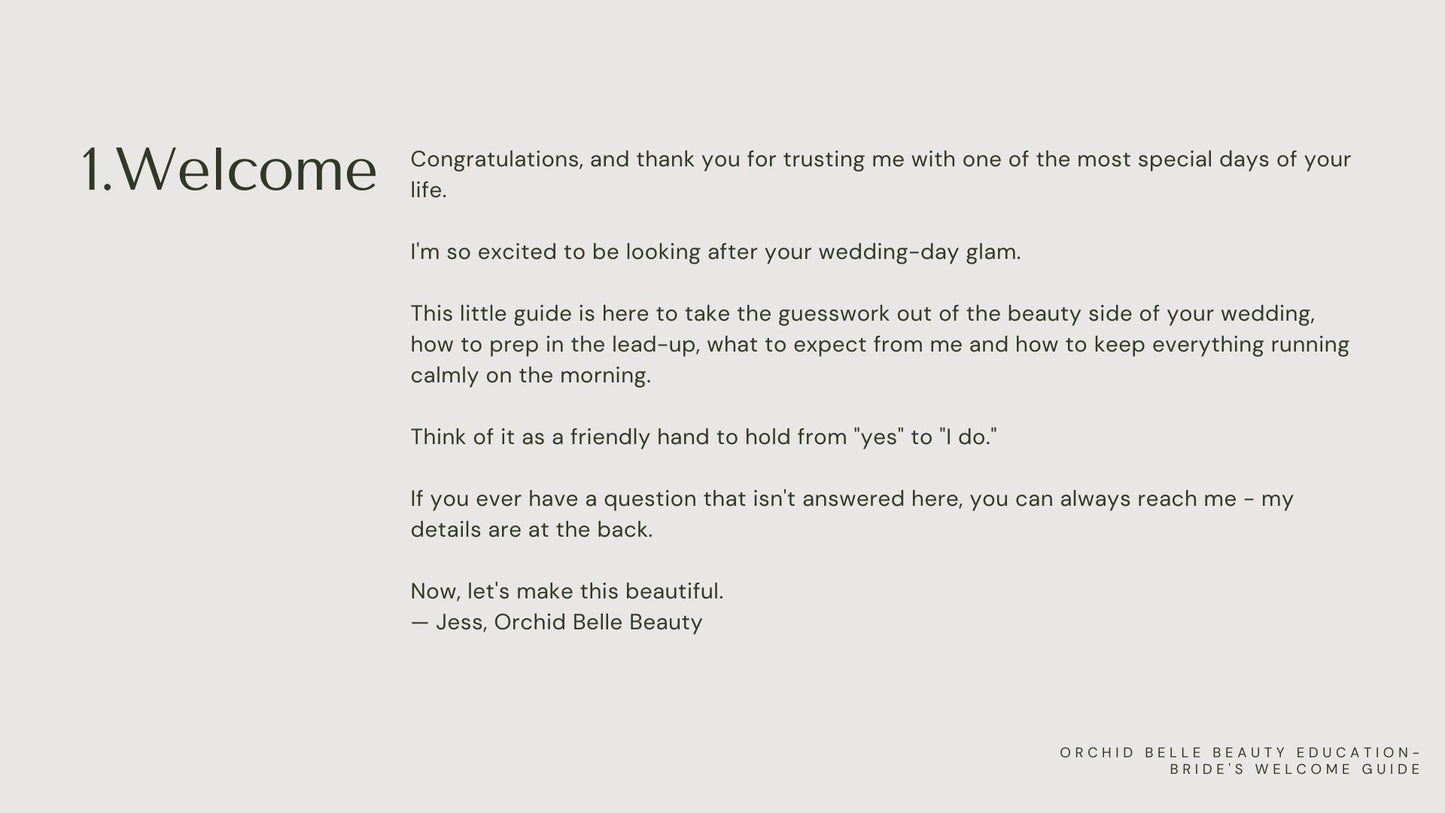 Bride's Welcome Guide | Free for OBB Brides